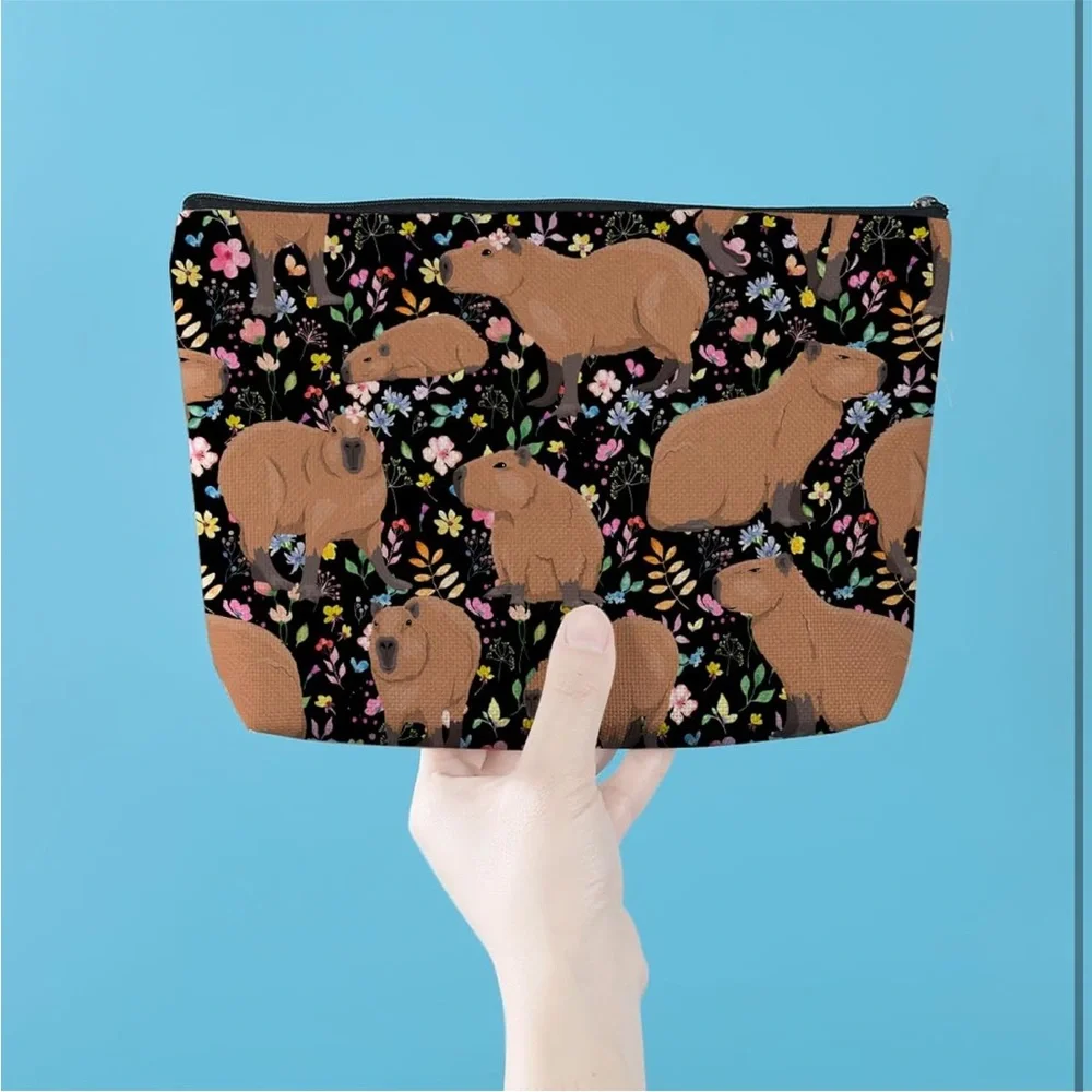 Adorable capybara cosmetic pouch